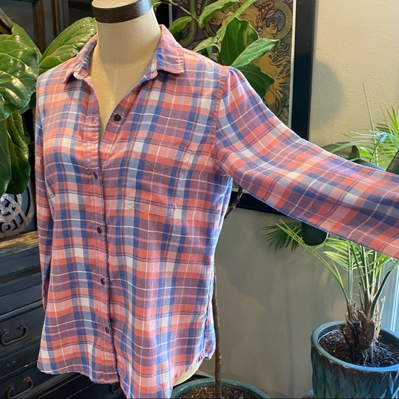 Current/Elliott Slim Boy Shirt In Stardust Plaid - Picture 6 of 13